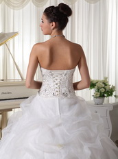 Beaded Over Up Bodice Custom Made Bridal Gown With Strapless Skirt Low Price