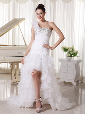 High Low Wedding Dress One Shoulder Sweetheart Skirt For Cheap Low Price