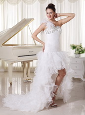 High Low Wedding Dress One Shoulder Sweetheart Skirt For Cheap Low Price