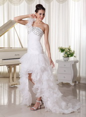 High Low Wedding Dress One Shoulder Sweetheart Skirt For Cheap Low Price