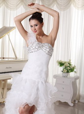 High Low Wedding Dress One Shoulder Sweetheart Skirt For Cheap Low Price