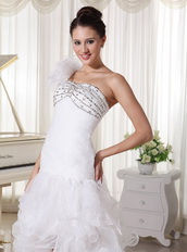 High Low Wedding Dress One Shoulder Sweetheart Skirt For Cheap Low Price