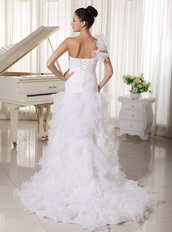 High Low Wedding Dress One Shoulder Sweetheart Skirt For Cheap Low Price