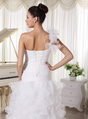 High Low Wedding Dress One Shoulder Sweetheart Skirt For Cheap Low Price