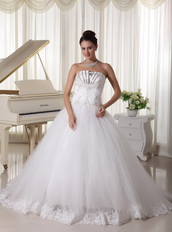 Strapless A-line Puffy Skirt Wedding Dress For Bride Wear Low Price