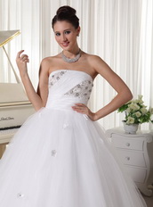 Hand Made Flowers on Wedding Dress With A-line Strapless Low Price