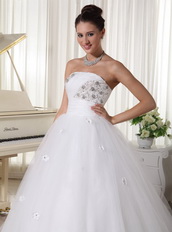 Hand Made Flowers on Wedding Dress With A-line Strapless Low Price