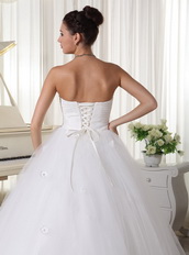 Hand Made Flowers on Wedding Dress With A-line Strapless Low Price