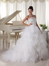 Net Ruffles Popular Wedding Dress Destination For Bride Wear Low Price