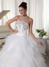 Net Ruffles Popular Wedding Dress Destination For Bride Wear Low Price