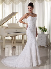 Ivory Sheath Mermaid Unique Lace Wedding Gowns For Cheap Low Price