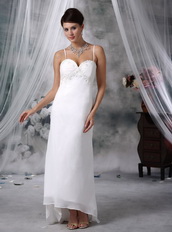 Column Spaghetti Straps Hi-Lo Wedding Dress For Beach Low Price