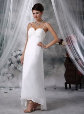 Column Spaghetti Straps Hi-Lo Wedding Dress For Beach Low Price