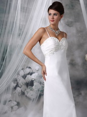 Column Spaghetti Straps Hi-Lo Wedding Dress For Beach Low Price