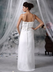 Column Spaghetti Straps Hi-Lo Wedding Dress For Beach Low Price