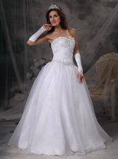 Elegant Princess Sweetheart Floor-length Organza Beading Wedding Dress Low Price