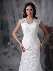 Column Style V-neck Lace Wedding Dress Cheap Low Price