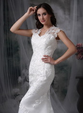 Column Style V-neck Lace Wedding Dress Cheap Low Price