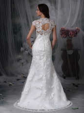 Column Style V-neck Lace Wedding Dress Cheap Low Price