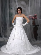 Perfect Strapless A-line Ivory Wedding Dress With Lace Low Price