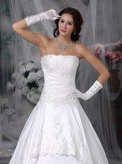 Perfect Strapless A-line Ivory Wedding Dress With Lace Low Price