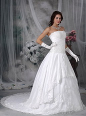 Perfect Strapless A-line Ivory Wedding Dress With Lace Low Price