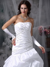 Pretty Taffeta Bubble Wedding Gown With Black Beading Low Price