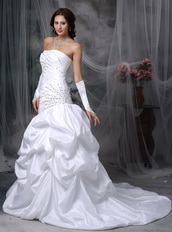 Pretty Taffeta Bubble Wedding Gown With Black Beading Low Price