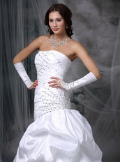 Pretty Taffeta Bubble Wedding Gown With Black Beading Low Price