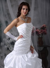 Pretty Taffeta Bubble Wedding Gown With Black Beading Low Price