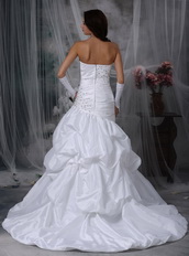 Pretty Taffeta Bubble Wedding Gown With Black Beading Low Price