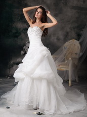 Pretty Sweetheart Organza Bubble Skirt Wedding Dress Puffy Low Price