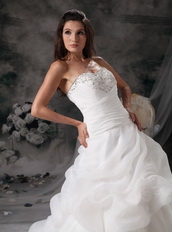 Pretty Sweetheart Organza Bubble Skirt Wedding Dress Puffy Low Price