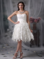 Affordable Sweetheart Ruffled Lace Skirt Wedding Dress Short Low Price