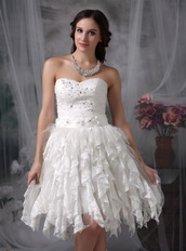 Affordable Sweetheart Ruffled Lace Skirt Wedding Dress Short Low Price