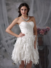 Affordable Sweetheart Ruffled Lace Skirt Wedding Dress Short Low Price
