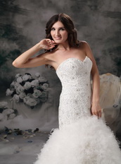 Elegant Mermaid Wedding Dress With Feather Emberllishments Low Price