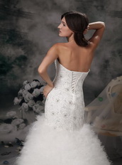 Elegant Mermaid Wedding Dress With Feather Emberllishments Low Price