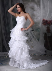 Romantic Ruffled Layers Skirt White Bridal Dress Strapless Low Price