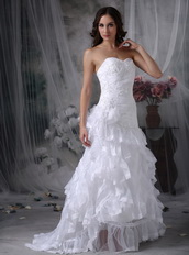 Romantic Ruffled Layers Skirt White Bridal Dress Strapless Low Price