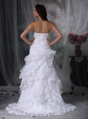 Romantic Ruffled Layers Skirt White Bridal Dress Strapless Low Price