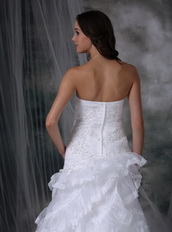 Romantic Ruffled Layers Skirt White Bridal Dress Strapless Low Price