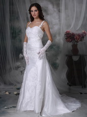 Sweet Double Straps Destination Wedding Dress With Lace Low Price