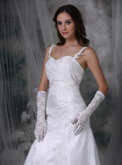 Sweet Double Straps Destination Wedding Dress With Lace Low Price