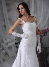 Sweet Double Straps Destination Wedding Dress With Lace Low Price