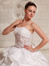 Sweetheart Appliques and Pick-ups Ball Gown Wedding Gowns With Chapel Train Low Price