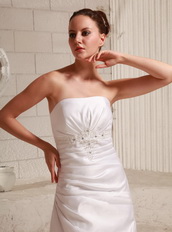 Taffeta Appliques With Beading and Ruch Wedding Dress Gowns Low Price