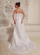 Taffeta Appliques With Beading and Ruch Wedding Dress Gowns Low Price