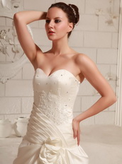 Fashionable A-line Taffeta Ivory Wedding Dress Floor Length Low Price