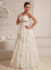 Pretty A-line Wedding Dress With Lace and Chiffon Ruffled Skirt Low Price